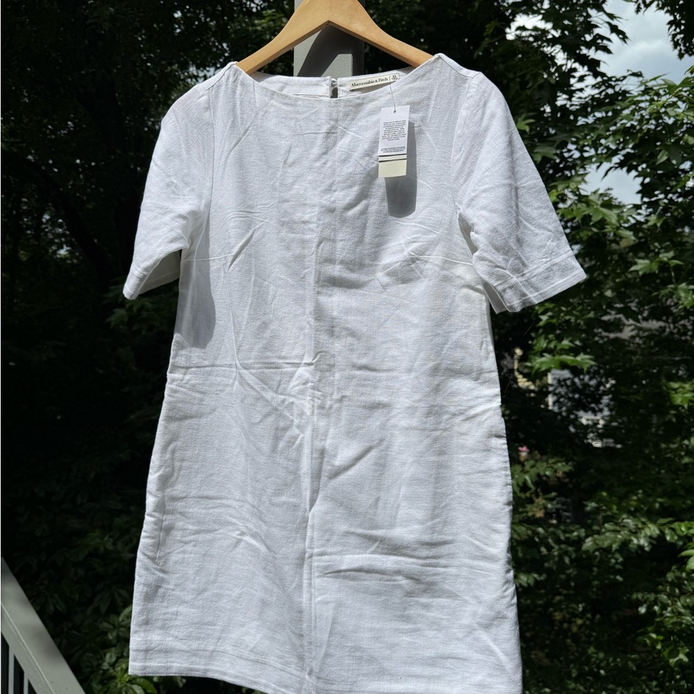 Abercrombie and Fitch Shift Dress Linen blend Short Sleeve white Dress sz S